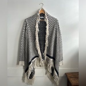 Boho Fringe Woven Cardigan One Size